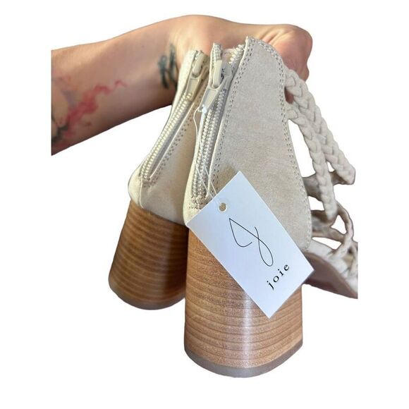 NWT NEW Joie Cream Braided Strappy Chunky Block Platform Heel Size 9 - Picture 7 of 12